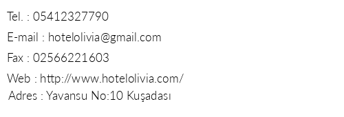 Olivia Family Suite Hotel telefon numaralar, faks, e-mail, posta adresi ve iletiim bilgileri